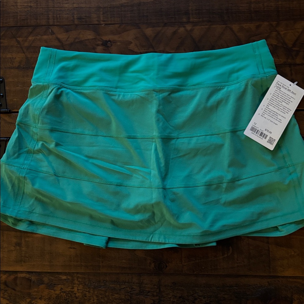 Lululemon Kelly Green Pace Rival MR Skirt *long